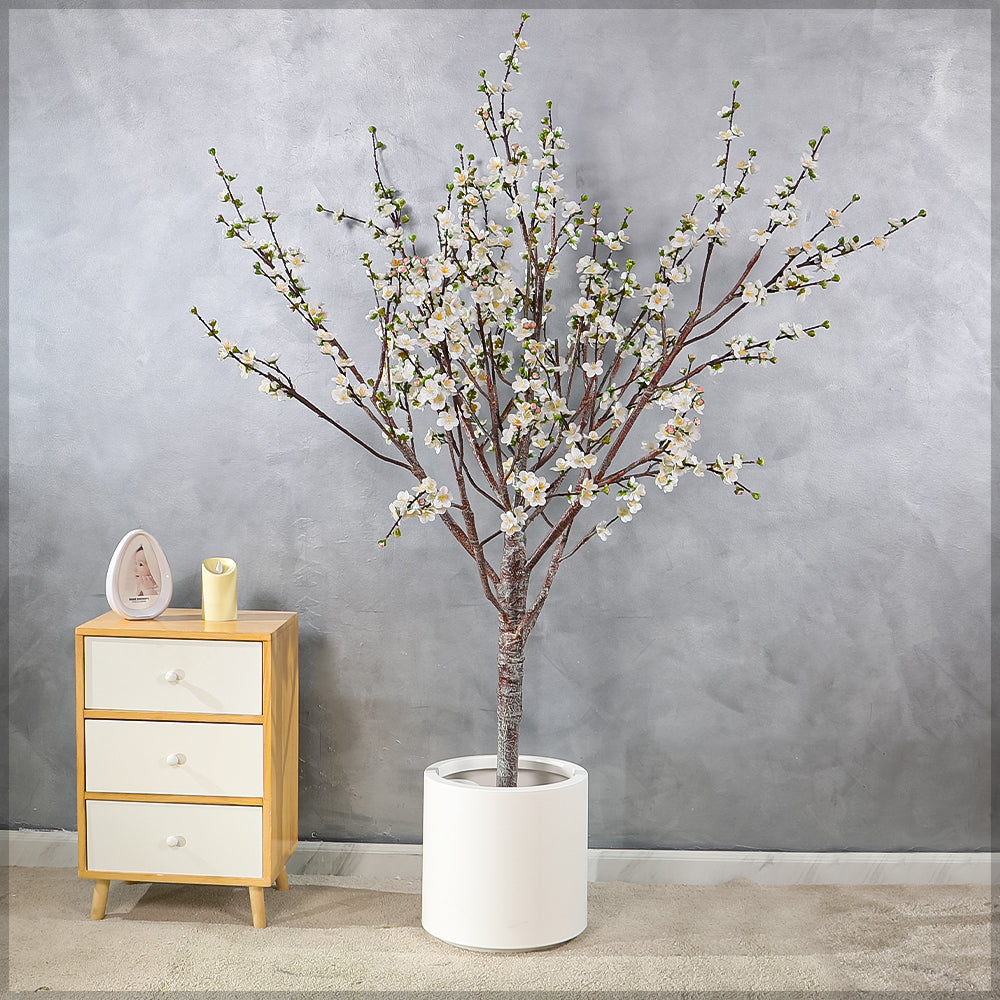 White Decorative Artificial Cherry Blossom Plant