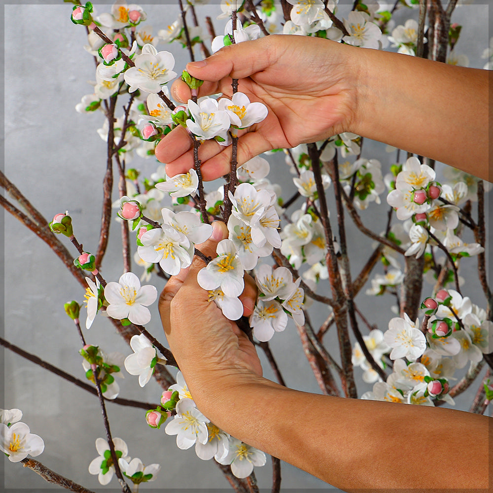 White Decorative Artificial Cherry Blossom Plant