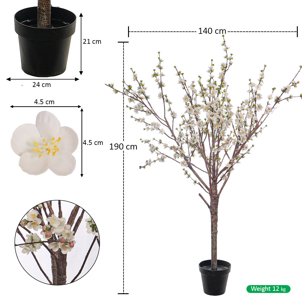 White Decorative Artificial Cherry Blossom Plant