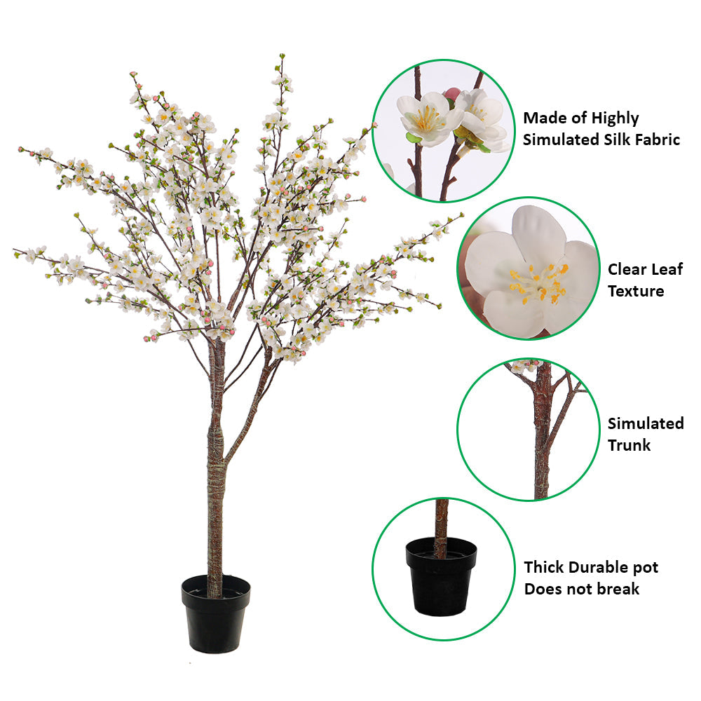 White Decorative Artificial Cherry Blossom Plant