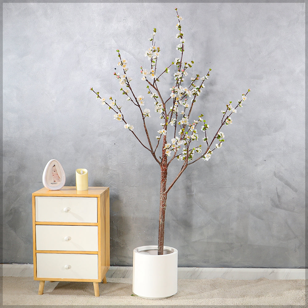 White Decorative Artificial Cherry Blossom Plant