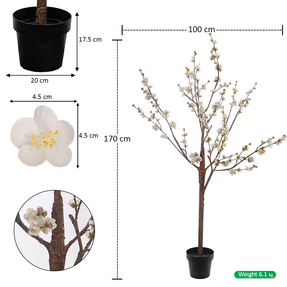 White Decorative Artificial Cherry Blossom Plant
