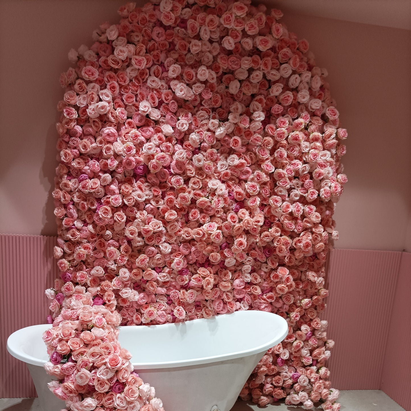 artificial pink roses wall arrangement