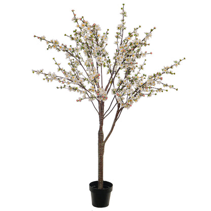 White Decorative Artificial Cherry Blossom Plant