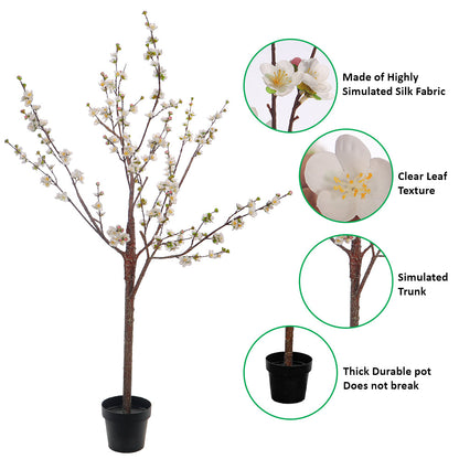White Decorative Artificial Cherry Blossom Plant