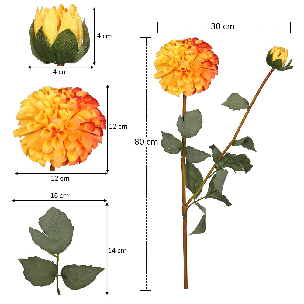 Realistic Faux Dahlia Flower Stem