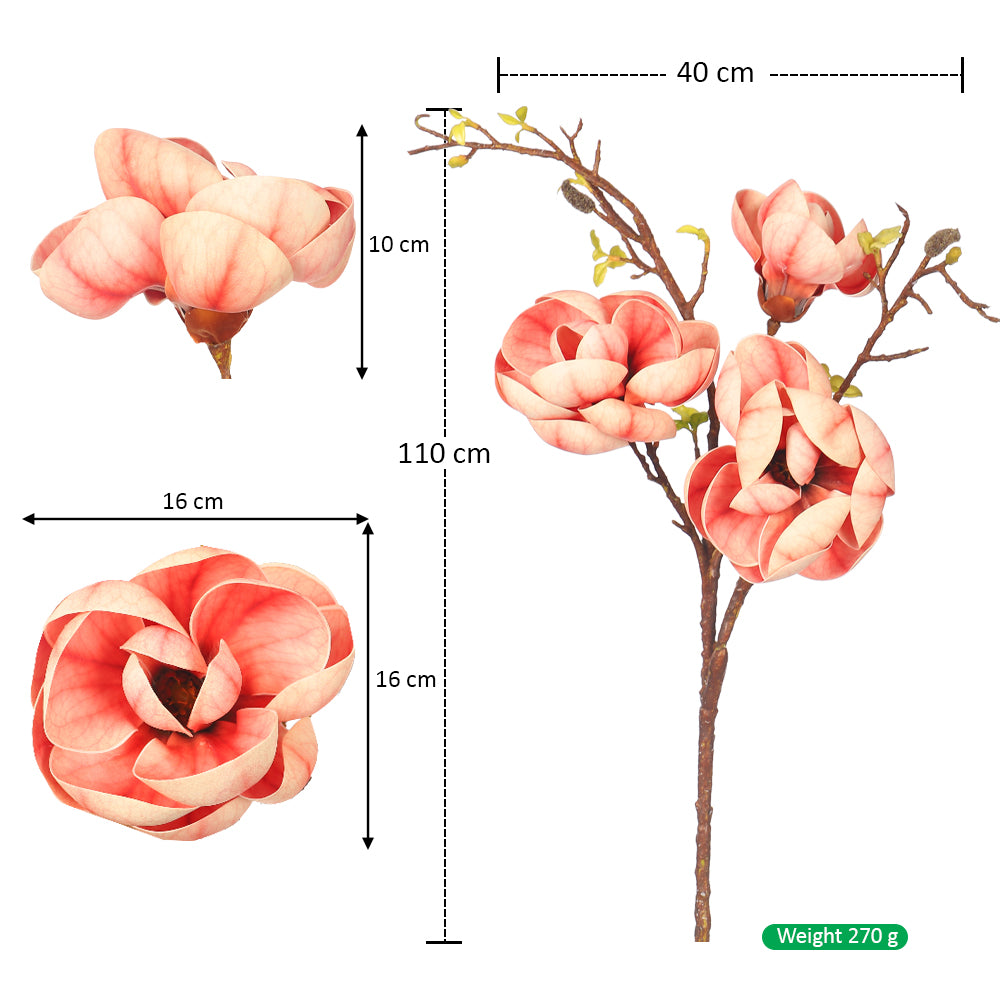 Artificial 3 Heads  Magnolia Flower Stem