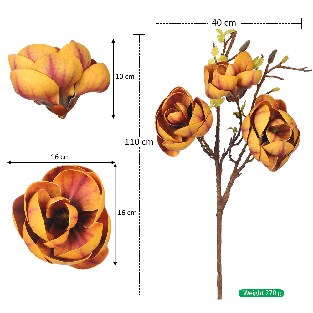 Artificial 3 Heads  Magnolia Flower Stem